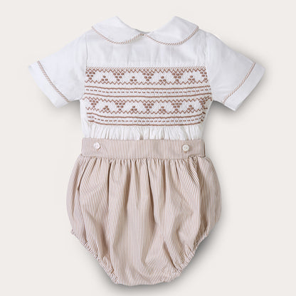 Boy's Hand Smocked Blake Striped Bubble Set
