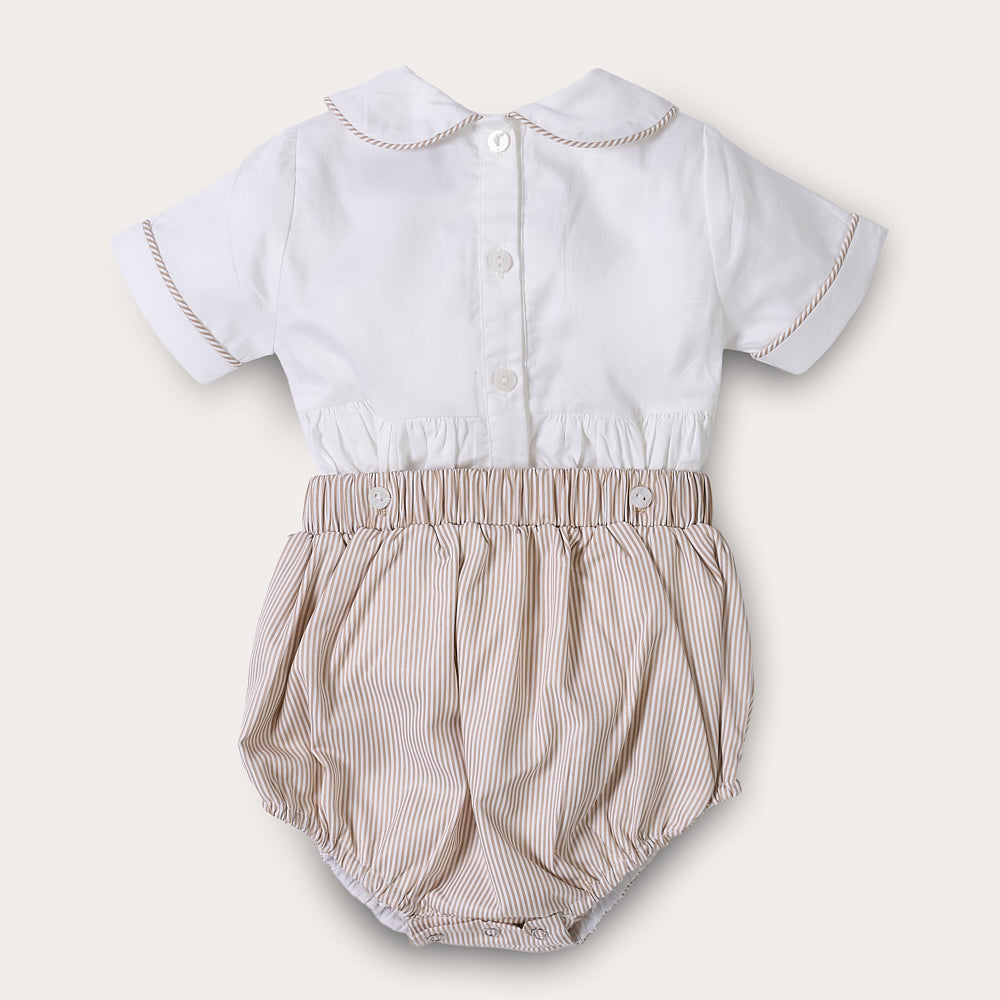 Boy's Hand Smocked Blake Striped Bubble Set