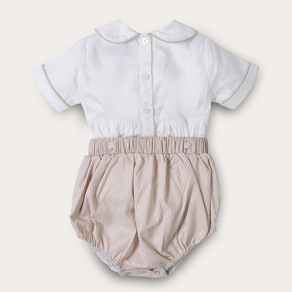 Boy's Hand Smocked Blake Striped Bubble Set