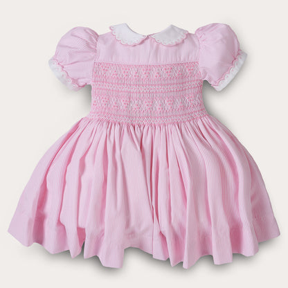 Hand Smocked Clara Dress Pink Stripe