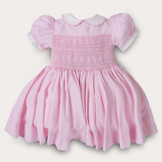 Hand Smocked Clara Dress Pink Stripe