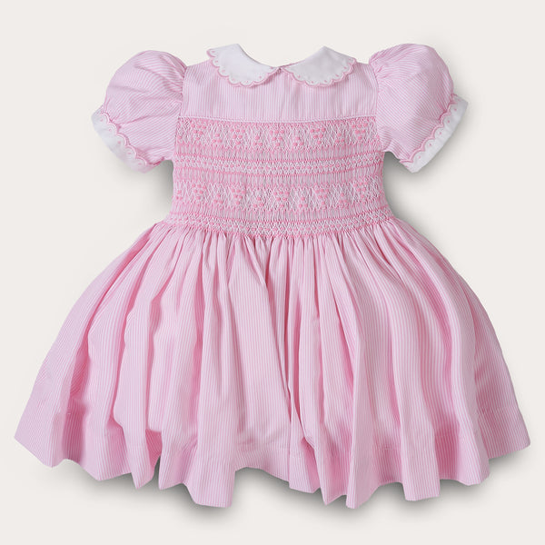 Hand Smocked Clara Dress Pink Stripe