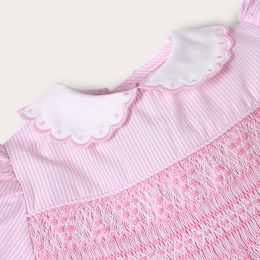 Hand Smocked Clara Dress Pink Stripe