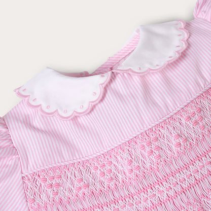 Hand Smocked Clara Dress Pink Stripe