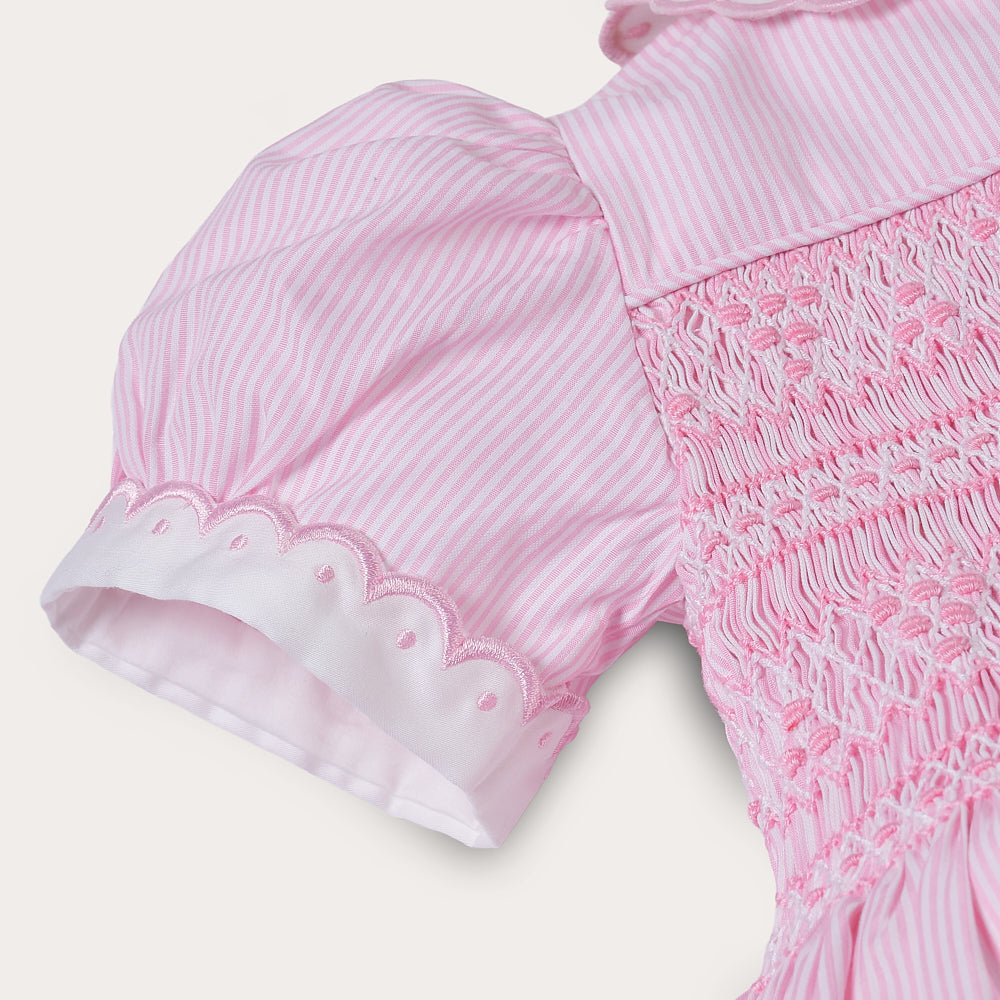 Hand Smocked Clara Dress Pink Stripe