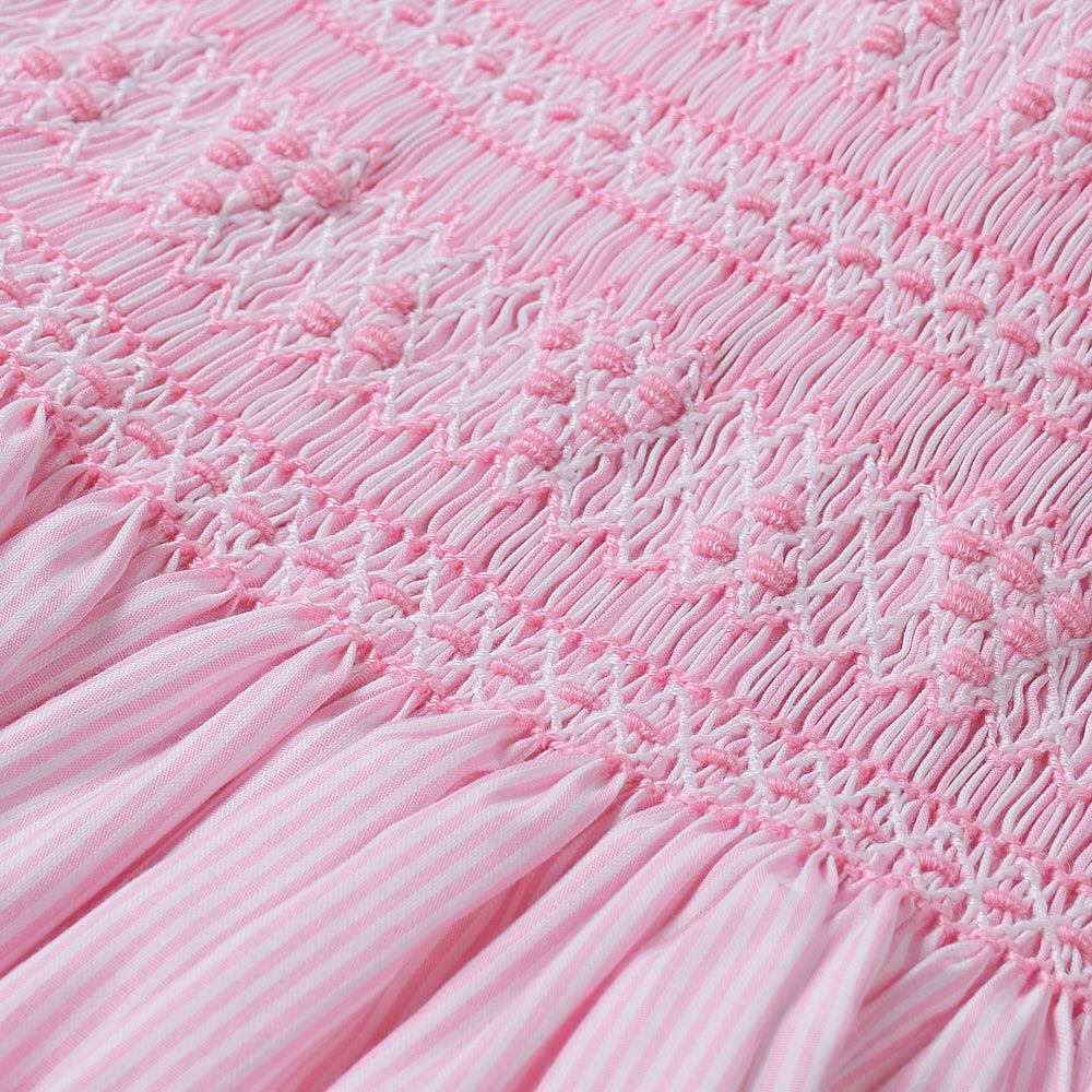 Hand Smocked Clara Dress Pink Stripe