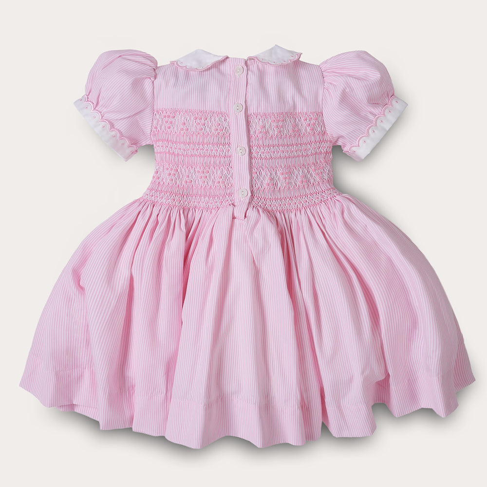 Hand Smocked Clara Dress Pink Stripe