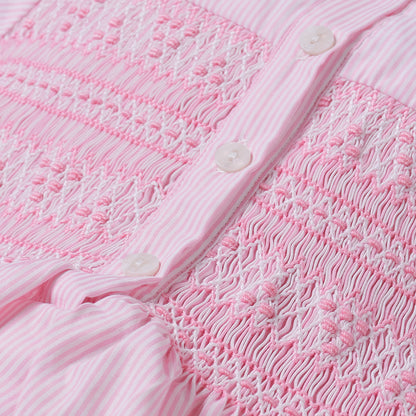 Hand Smocked Clara Dress Pink Stripe