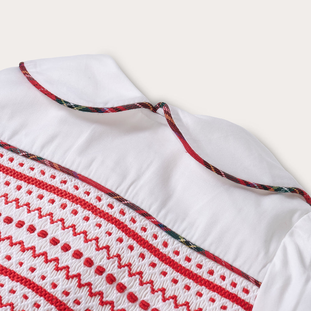 Boy's Hand Smocked Red Tartan Bubble Set