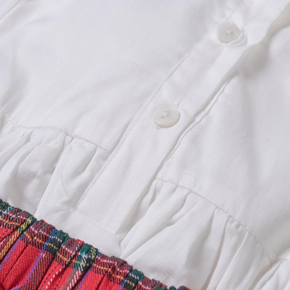 Boy's Hand Smocked Red Tartan Bubble Set