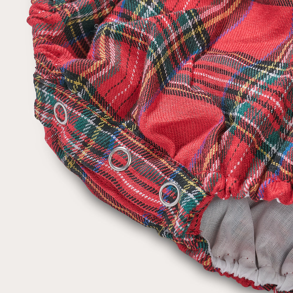 Boy's Hand Smocked Red Tartan Bubble Set