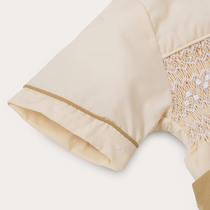 Boy's Hand Smocked butter cream and toffee bubble set