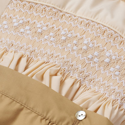 Boy's Hand Smocked butter cream and toffee bubble set