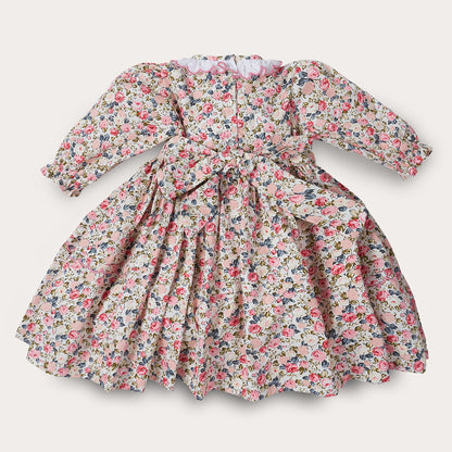 Hand smocked pink Flora dress with head band