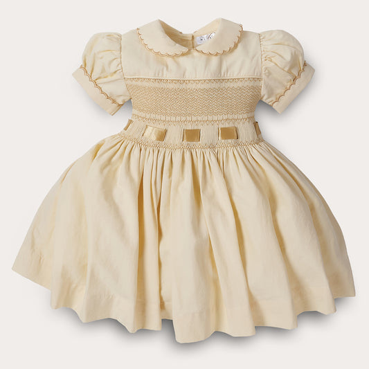 Hand Smocked Lucy Dress With Pant And Bow Headband