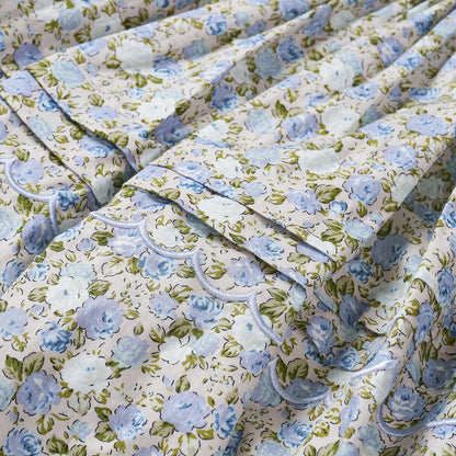 Hand smocked blue Flora dress with head band