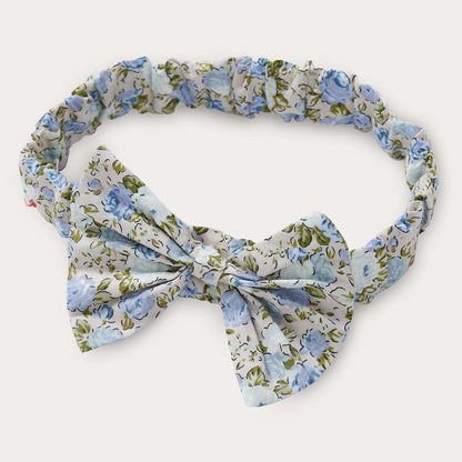 Hand smocked blue Flora dress with head band