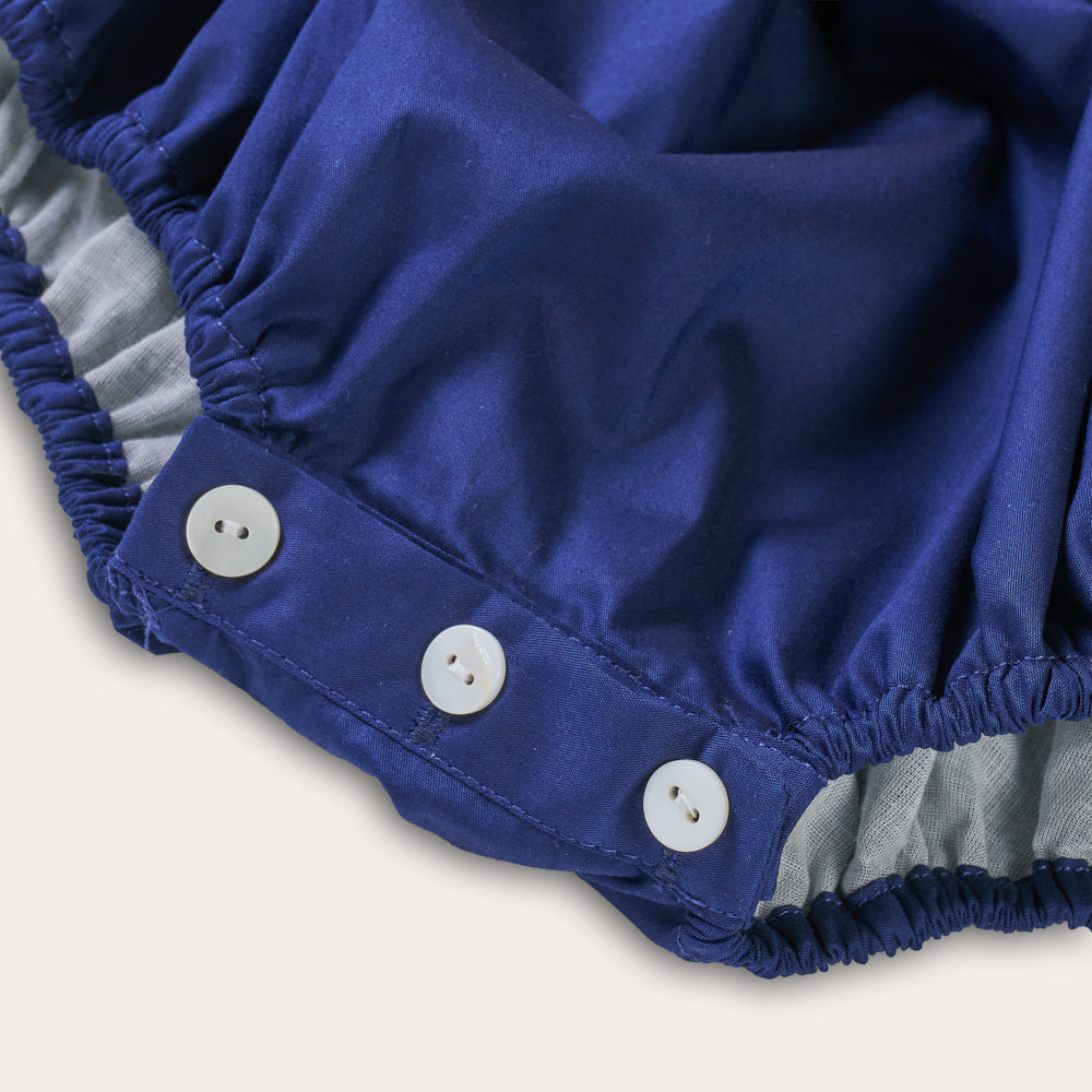 Hand Smocked Talia romper Navy Blue