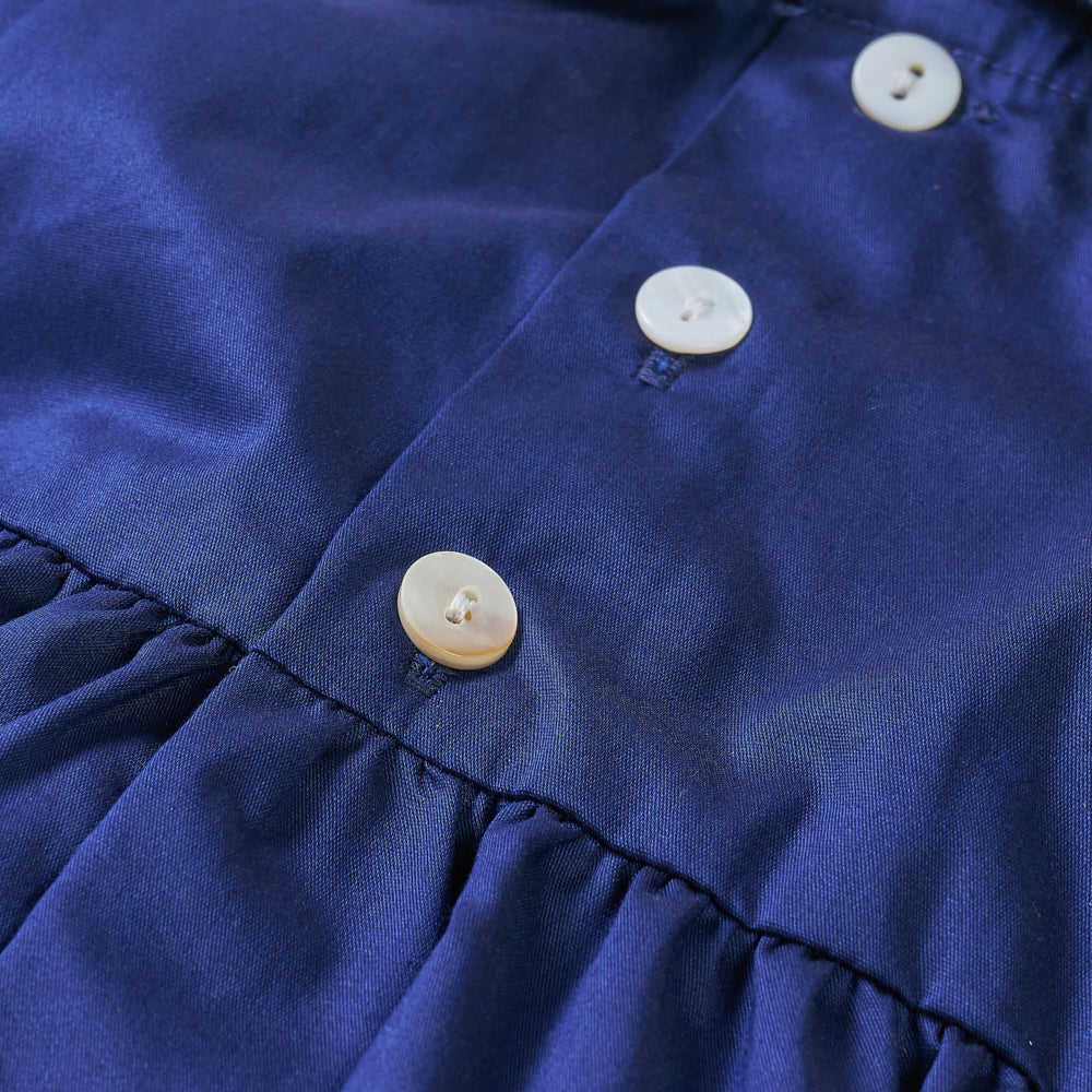 Hand Smocked Talia romper Navy Blue
