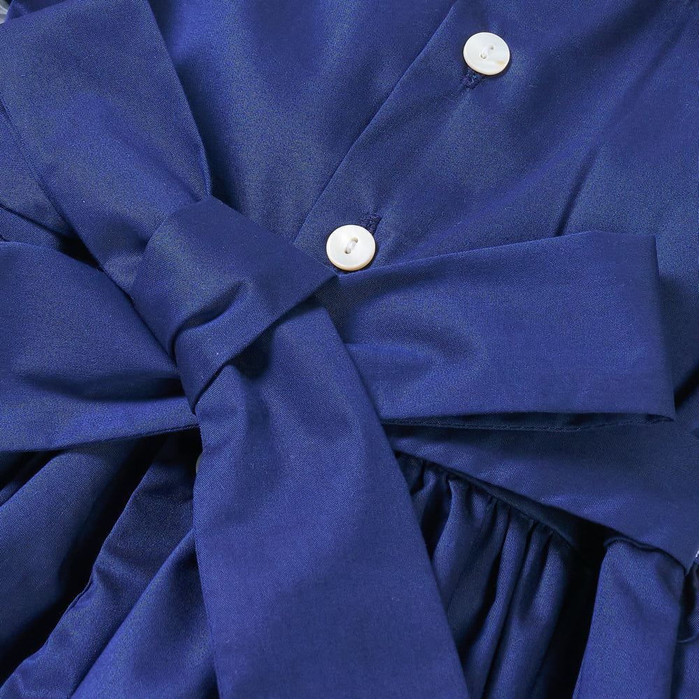 Hand smocked Talia dress Navy Blue
