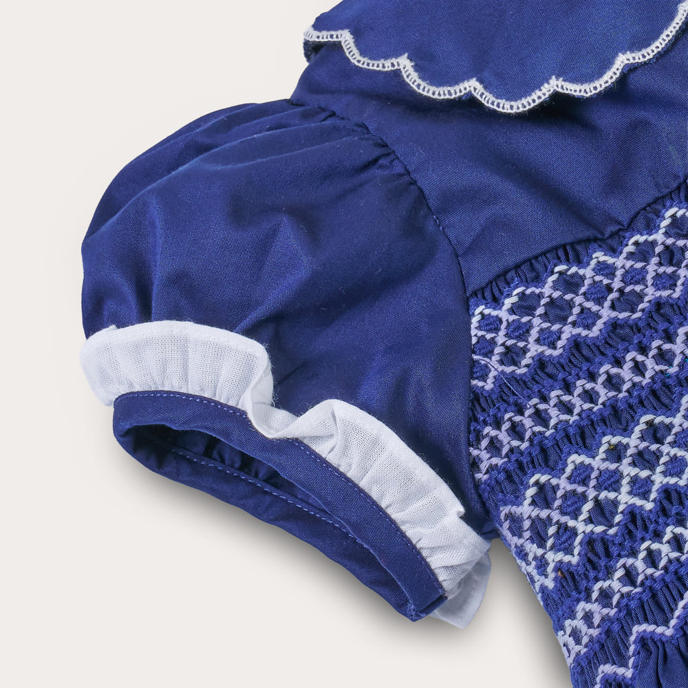 Hand smocked Talia dress Navy Blue