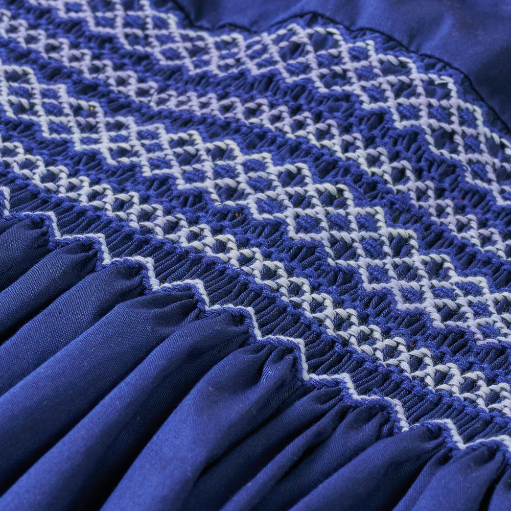 Hand smocked Talia dress Navy Blue