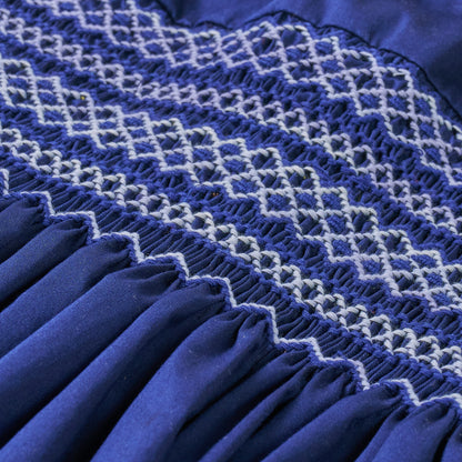 Hand smocked Talia dress Navy Blue
