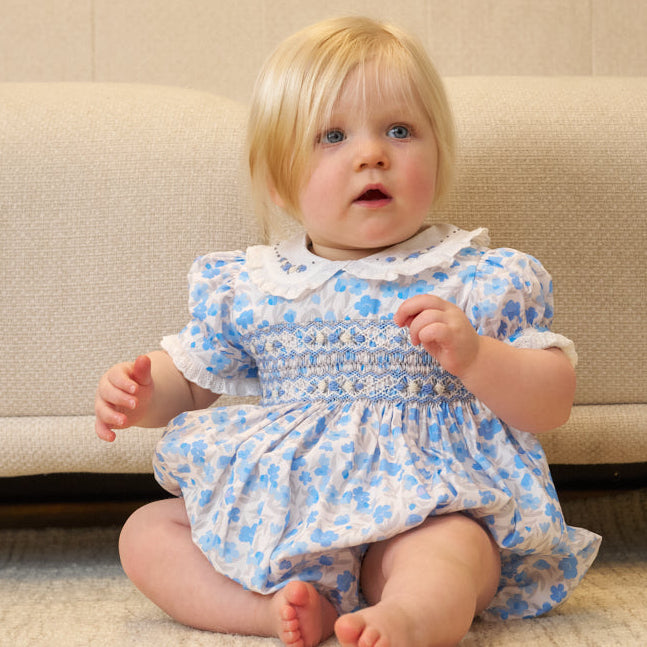 Hand Smocked Bluebell Romper