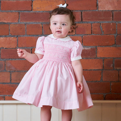 Hand Smocked Clara Dress Pink Stripe