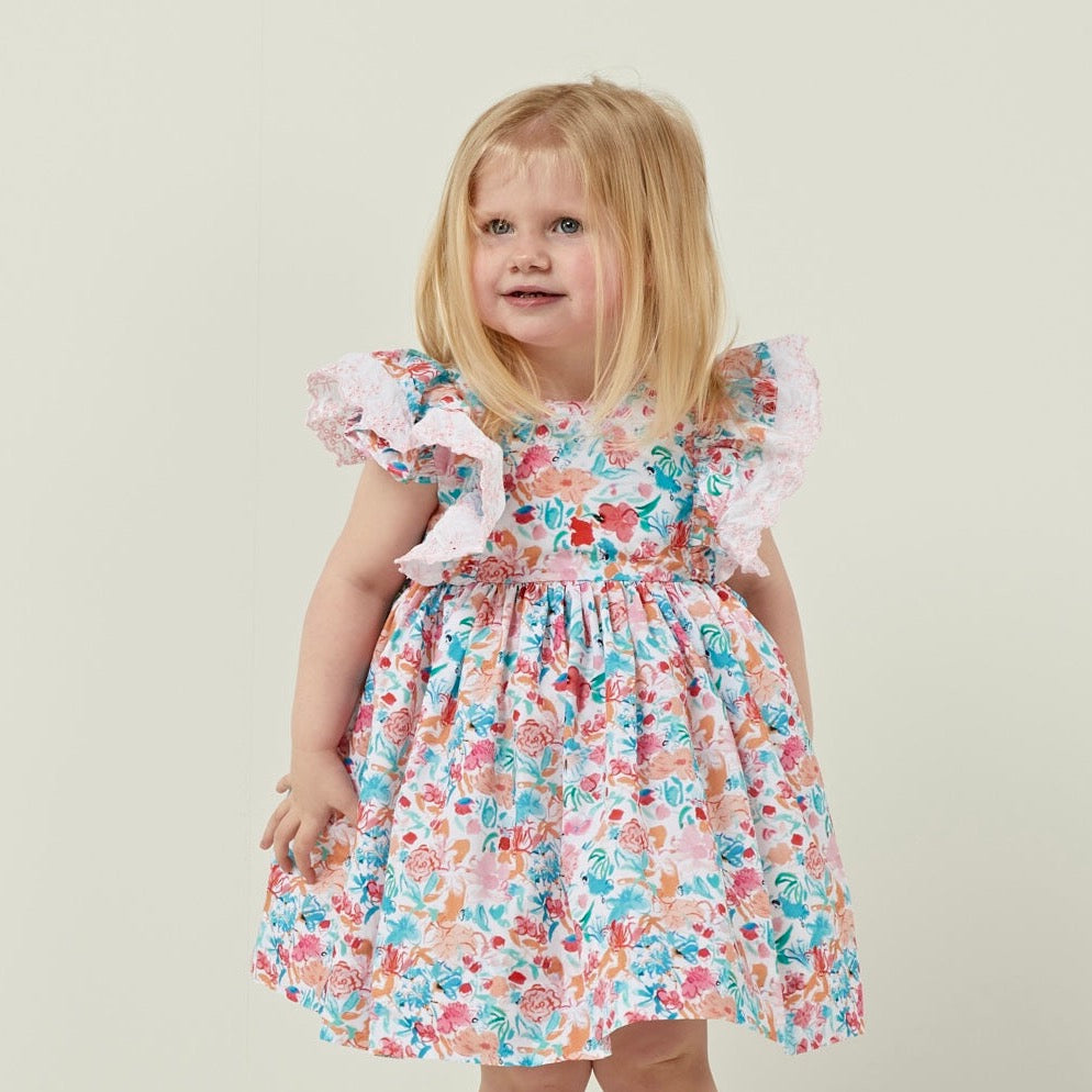 Vivid Blossom Print Frill Dress