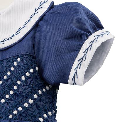 Hand smocked CLAIRE dress navy blue