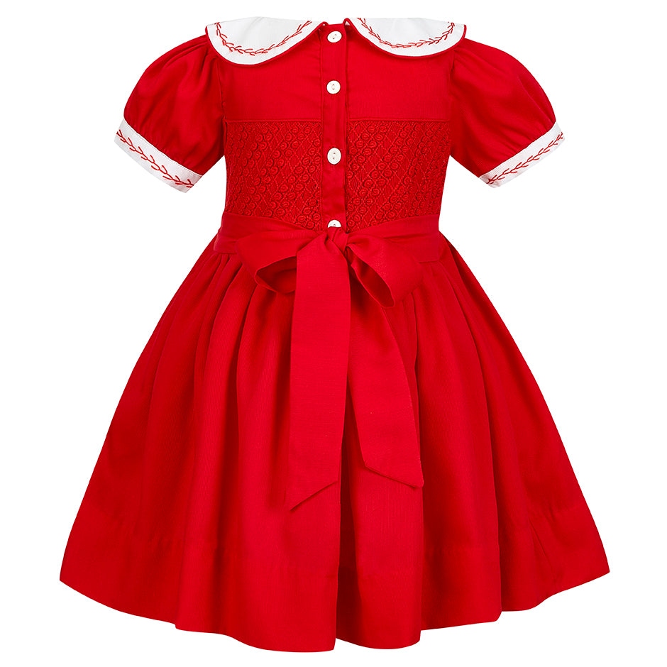 Hand smocked CLAIRE dress royal red JUST TWO LEFT