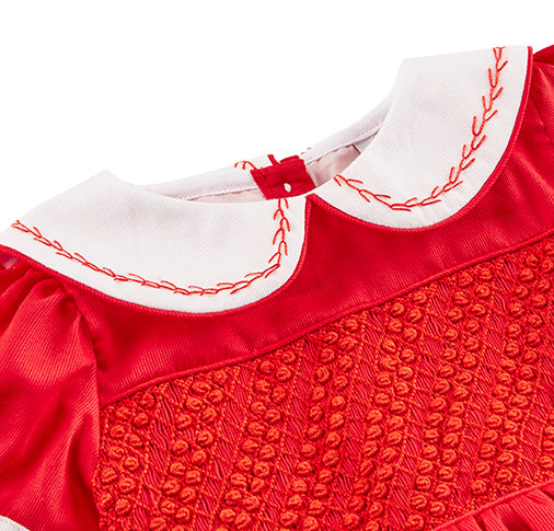 Hand smocked CLAIRE dress royal red JUST TWO LEFT