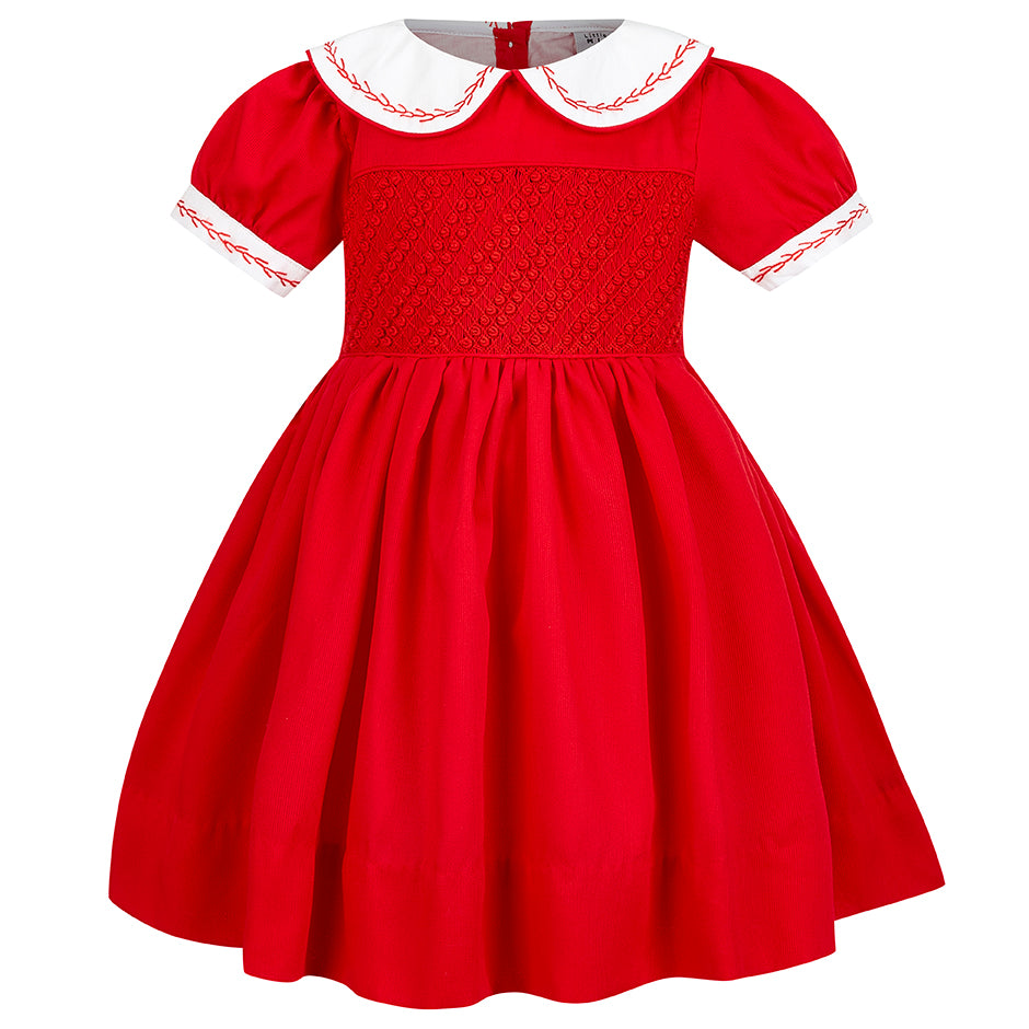 Hand smocked CLAIRE dress royal red JUST TWO LEFT