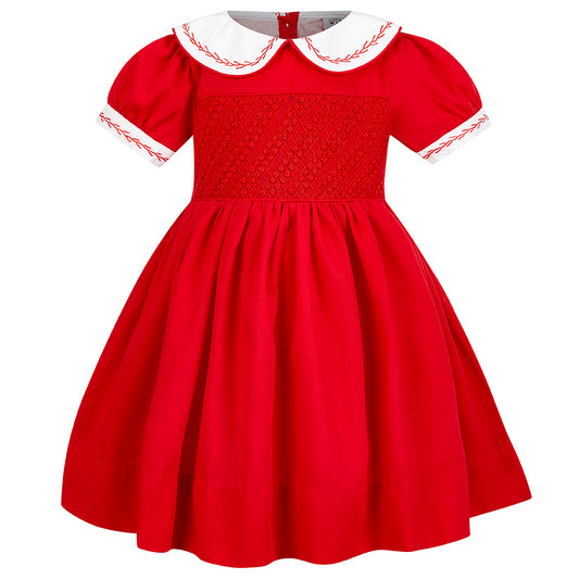 Hand smocked CLAIRE dress royal red JUST TWO LEFT