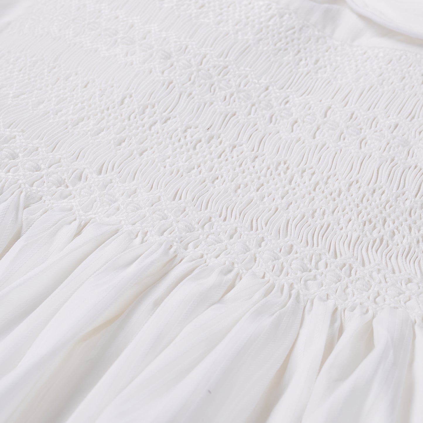Hand Smocked White Lux Dress