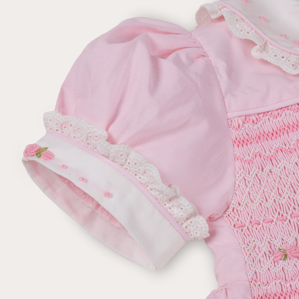 Amelia Hand Smocked Romper – Pink