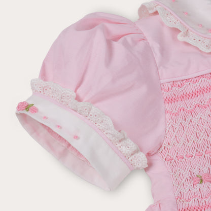 Amelia Hand Smocked Romper – Pink