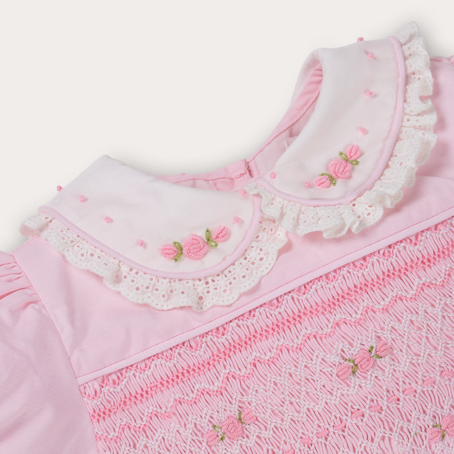 Amelia Hand Smocked Romper – Pink