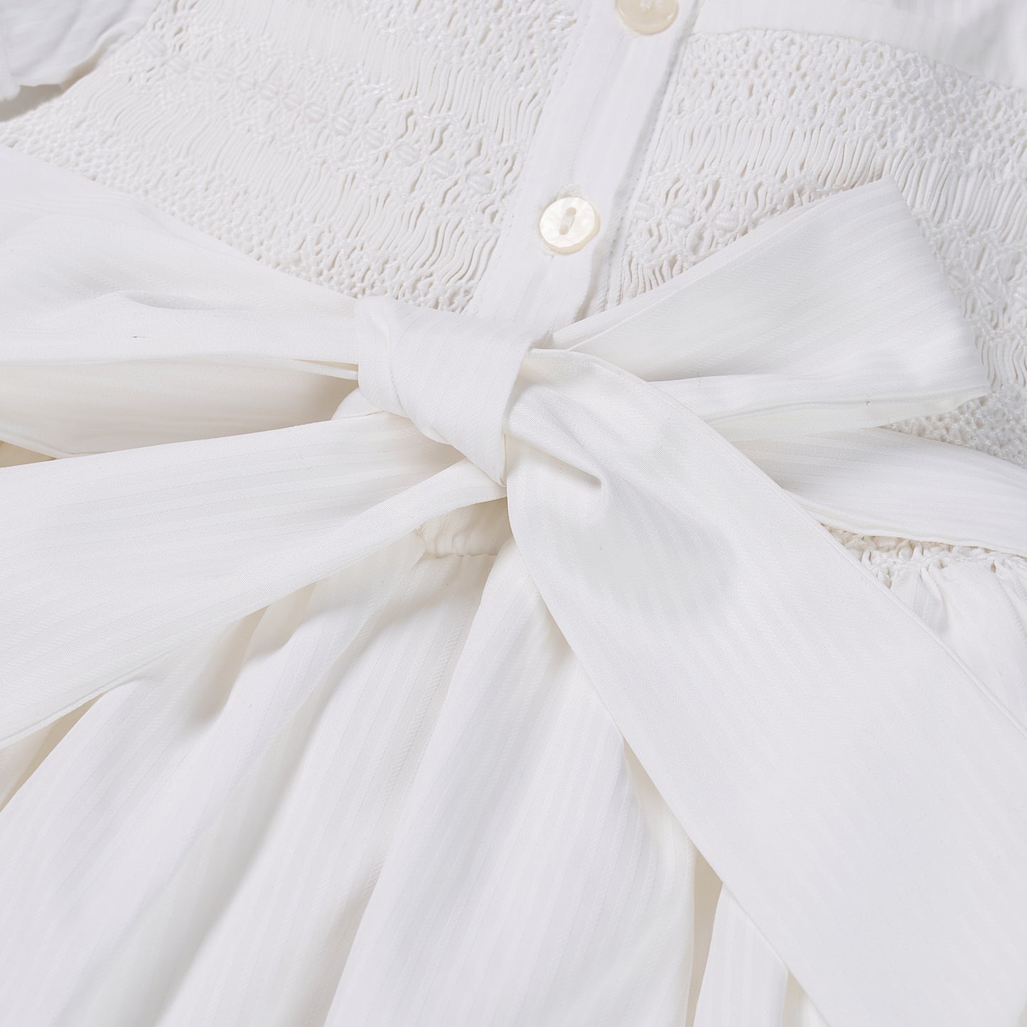 Hand Smocked White Lux Dress