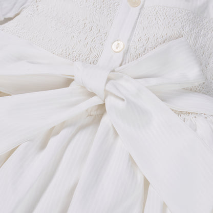 Hand Smocked White Lux Dress
