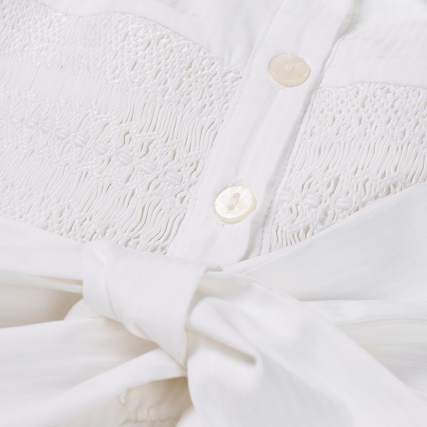 Hand Smocked White Lux Dress