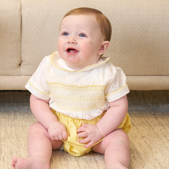 Boys Erin Hand Smocked Bubble Set