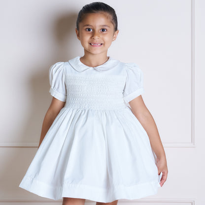 Hand Smocked White Lux Dress