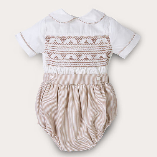 Boy’s Hand Smocked Blake Striped Bubble Set