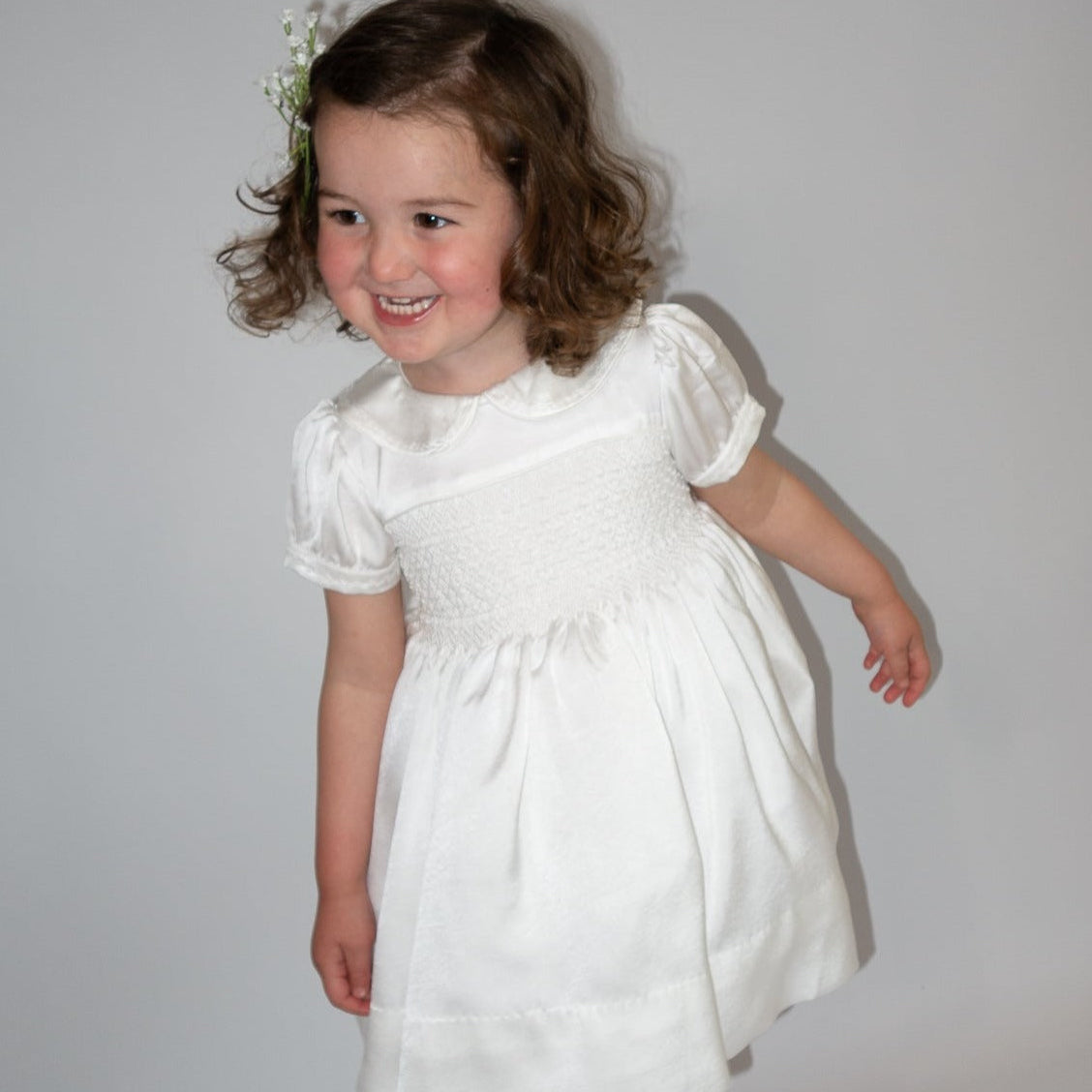 Hand smocked white ROSAURA dress