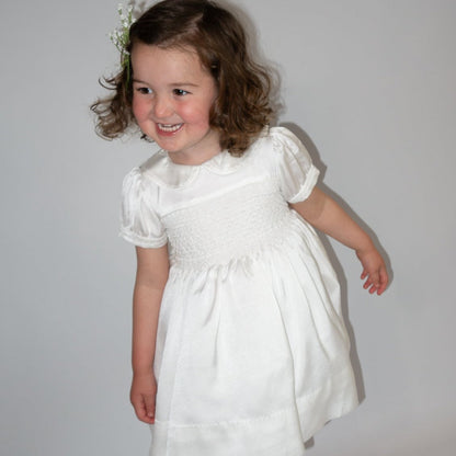 Hand smocked white ROSAURA dress