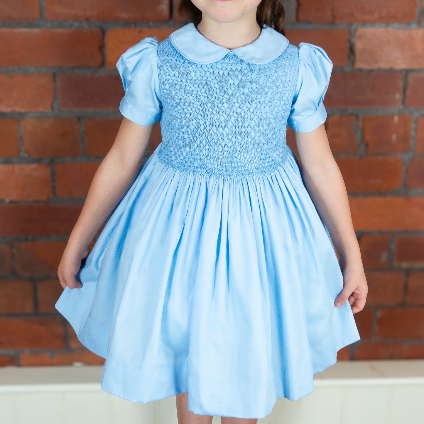 Hand smocked BONNIE dress blueJUST TWO LEFT!