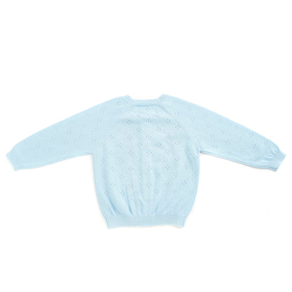 Pure organic cotton open work cardigan blue
