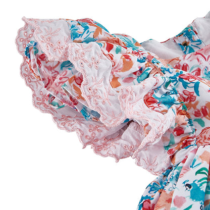 Vivid Blossom Print Frill Dress
